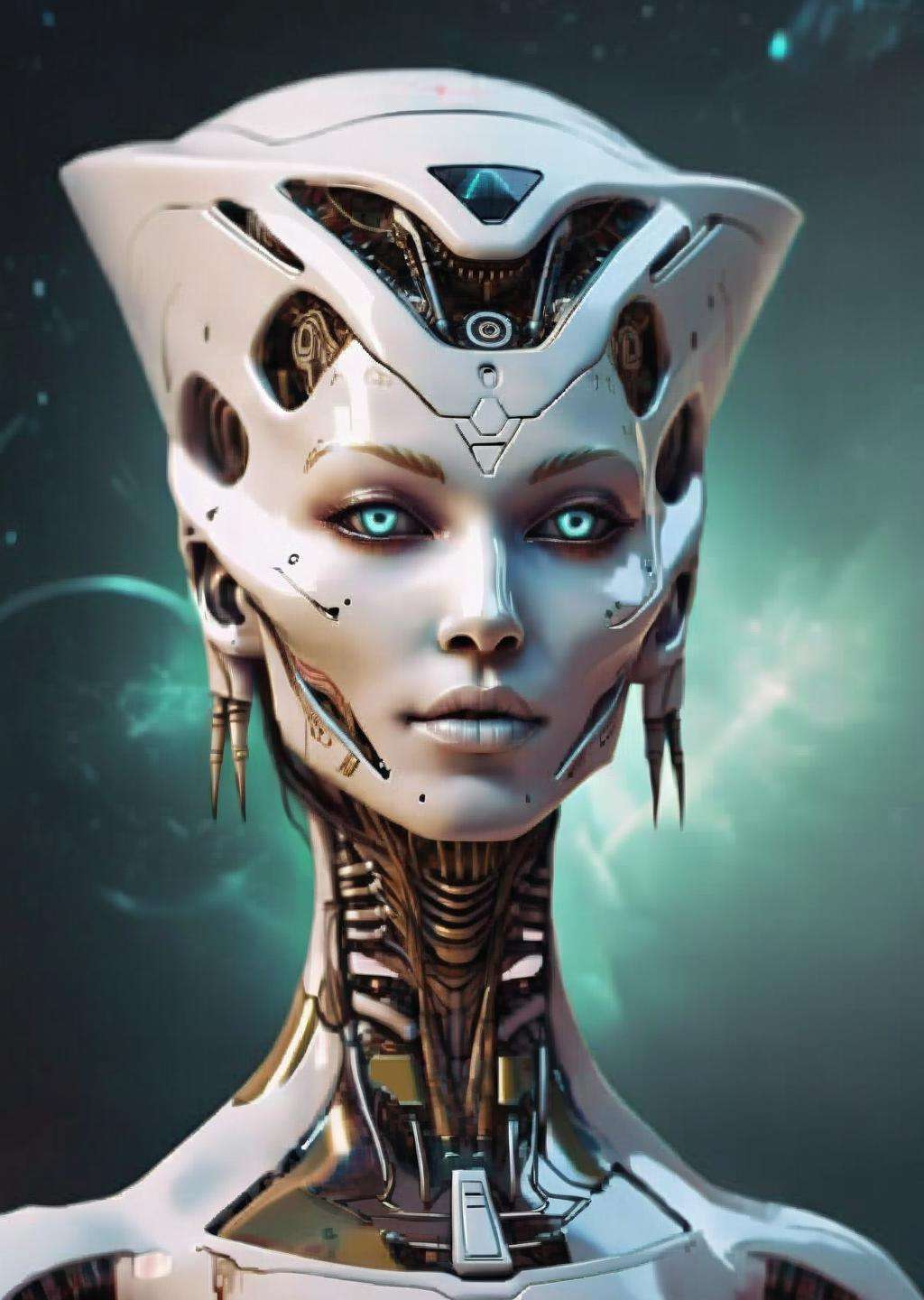 alien god , a woman with a futuristic face and a triangle on her head robotic<lora:Alien_God_sdxl:1.0>