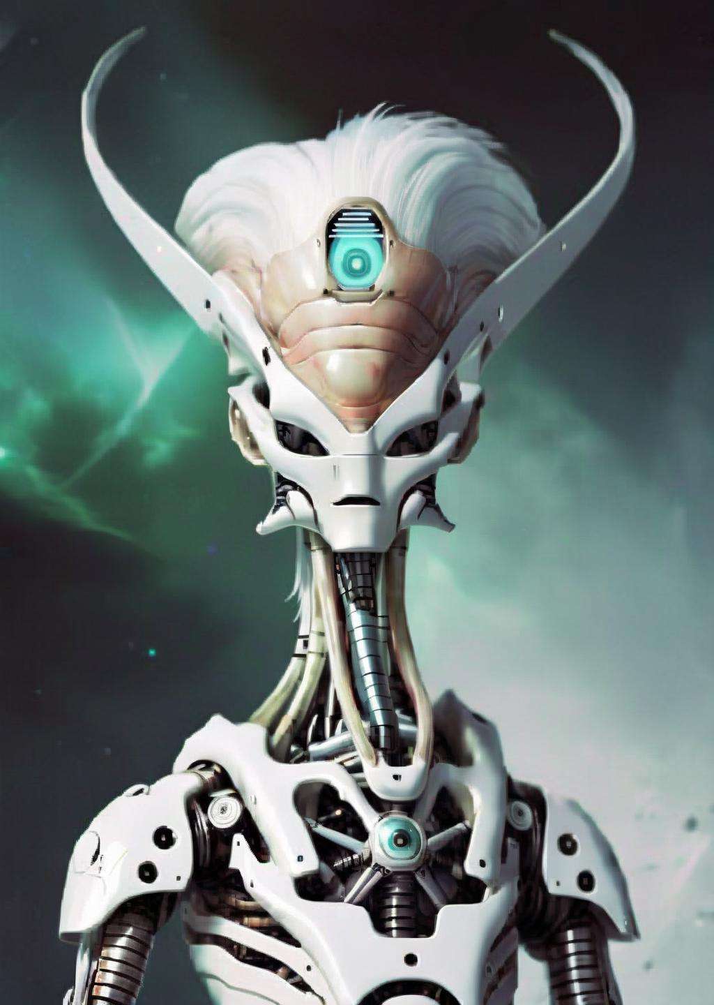 alien god , a man with a white hair and glasses robotic<lora:Alien_God_sdxl:1.0>