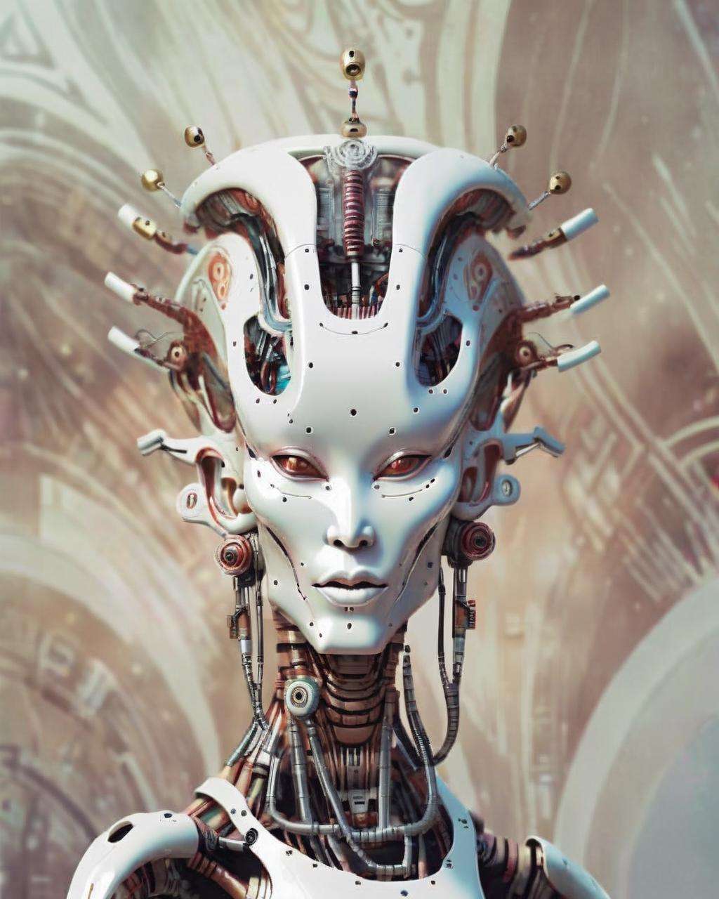 alien god , a woman with a mask on her head robotic<lora:alien_god_V2:1.0>