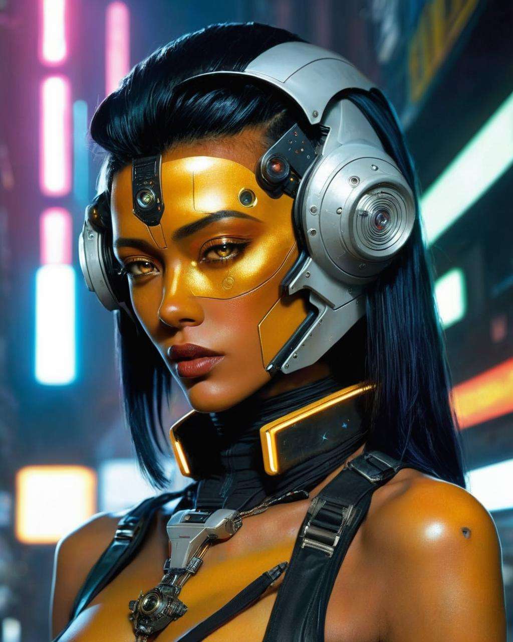 a woman with a amber  skin, Enki Bilal, cyberpunk art, space girl<lora:space_girl:1.0>