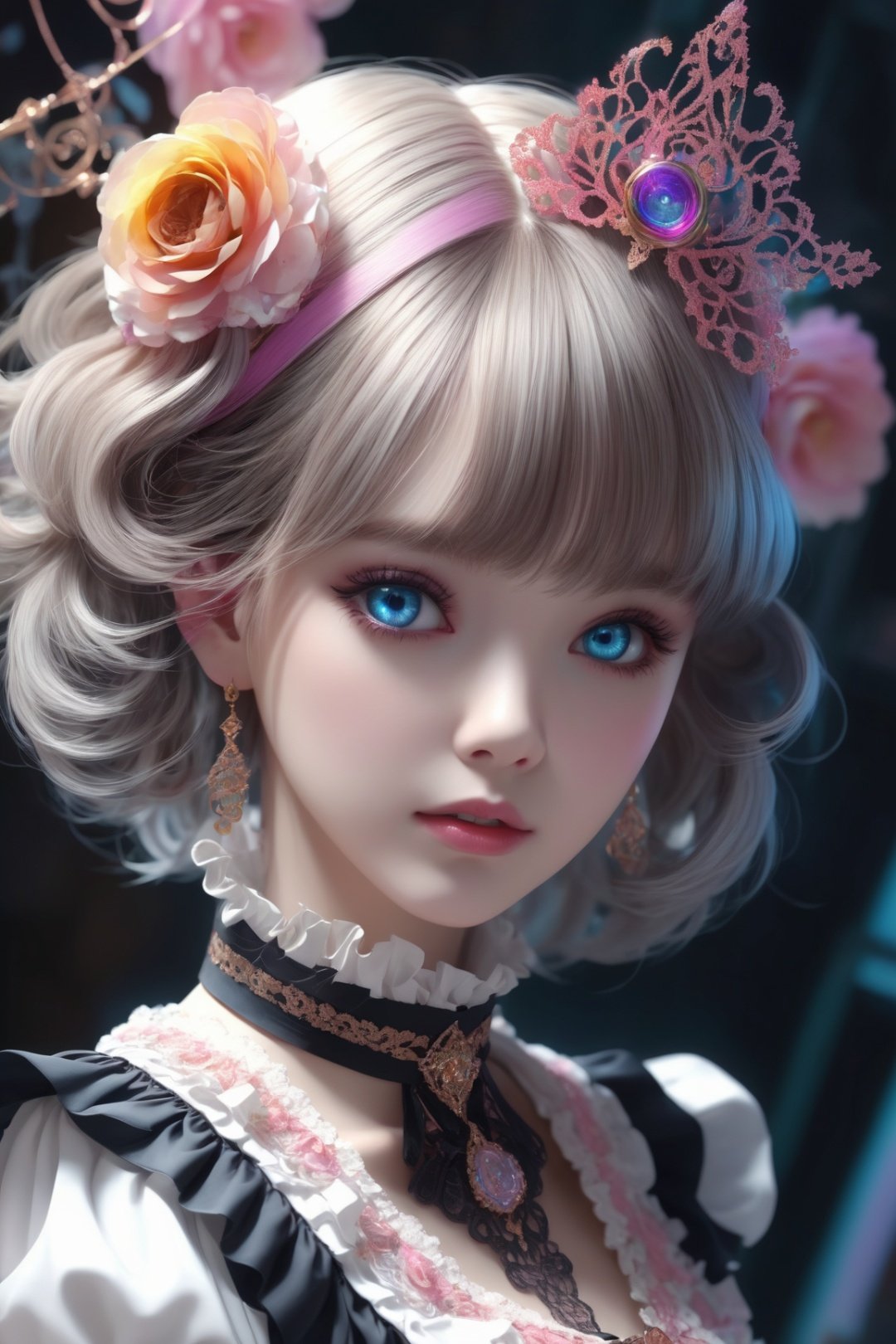 (masterpiece, top quality, best quality, official art, beautiful and aesthetic:1.2), (alluring_lolita_girl), extreme detailed, (fractal art:1.3), colorful, highest detailed, zoom_out, perfect eyes, random hairstyle