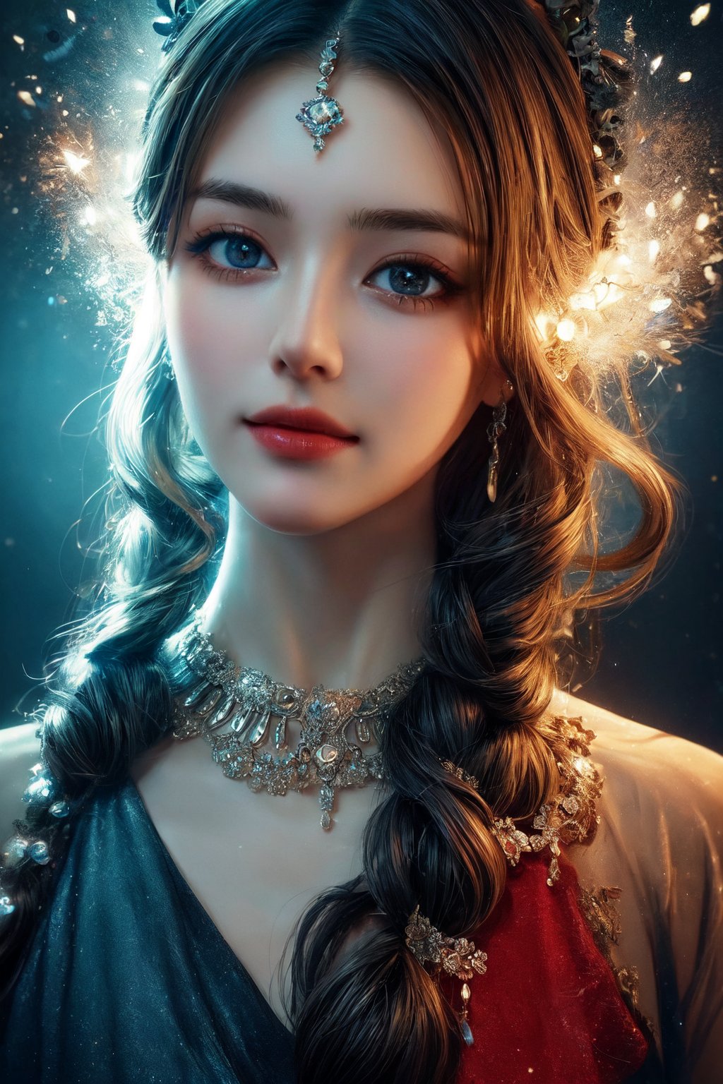 (masterpiece, high quality:1.5), 8K, HDR, 
1girl, well_defined_face, well_defined_eyes, ultra_detailed_eyes, ultra_detailed_face, by FuturEvoLab, 
ethereal lighting, immortal, elegant, porcelain skin, jet-black hair, waves, pale face, ice-blue eyes, blood-red lips, pinhole photograph, retro aesthetic, monochromatic backdrop, mysterious, enigmatic, timeless allure, the siren of the night, secrets, longing, hidden dangers, captivating, nostalgia, timeless fascination, Edge feathering and holy light, 