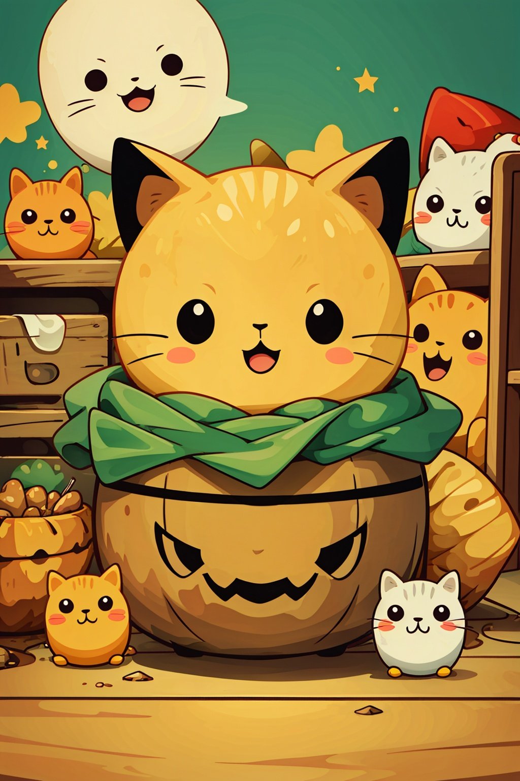 chick,too_many,stuffed_toy,stuffed_animal,stuffed_cat,:3,dog,hamster,teddy_bear,cat,ghost,bird,pokemon_\(creature\),kero,pumpkin,pikachu,jack-o'-lantern,bear