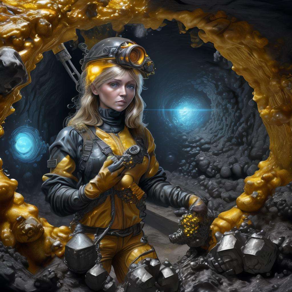 DonML1quidG0ldXL female A subterranean mine, with miners toiling away in search of valuable resources <lora:DonML1quidG0ldXL-000007:0.8>