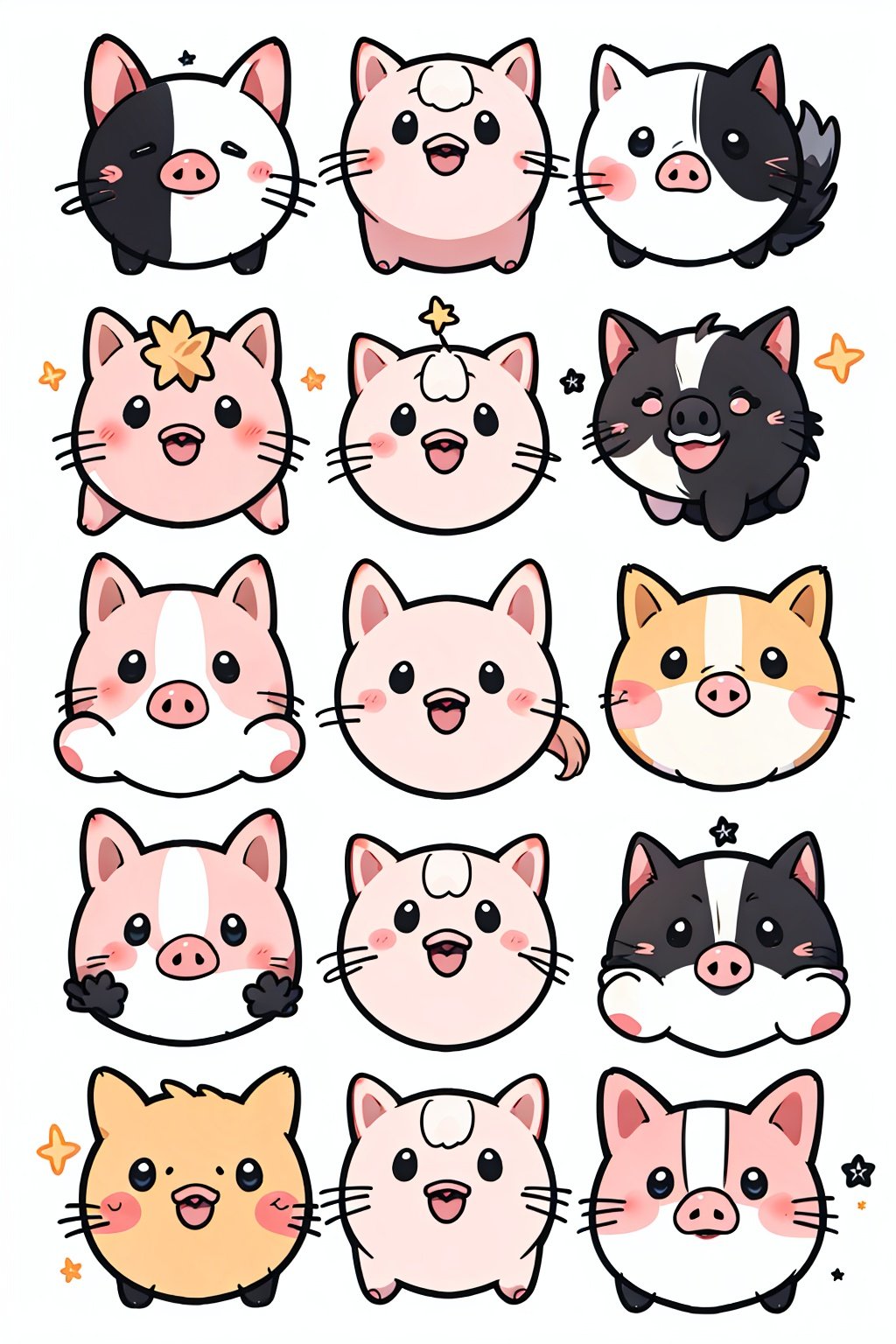 Animal emoji, (Happy pig head：2.0)