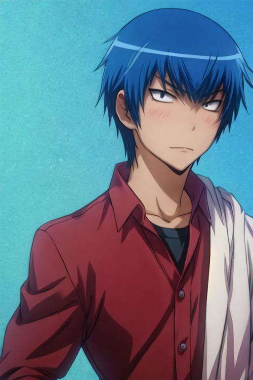 masterpiece, best quality, wallpaper, 1boy, solo, male focus, looking at viewer, , , <lora:ryuuji_takasu:0.74>, ryuuji_takasu, blue hair, sanpaku, , ,