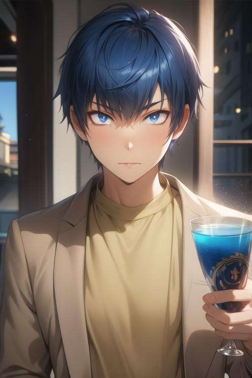 masterpiece, best quality, , 1boy, solo, male focus, looking at viewer, upper body, depth of field, <lora:ryuuji_takasu:0.68>, ryuuji_takasu, blue hair, sanpaku, , ancient rome,