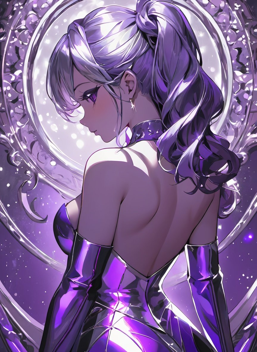 (((purple, silver, glimmer))),ass pov, limited palette, contrast, phenomenal aesthetic, best quality, sumptuous artwork <lora:cumbersome-block:1>