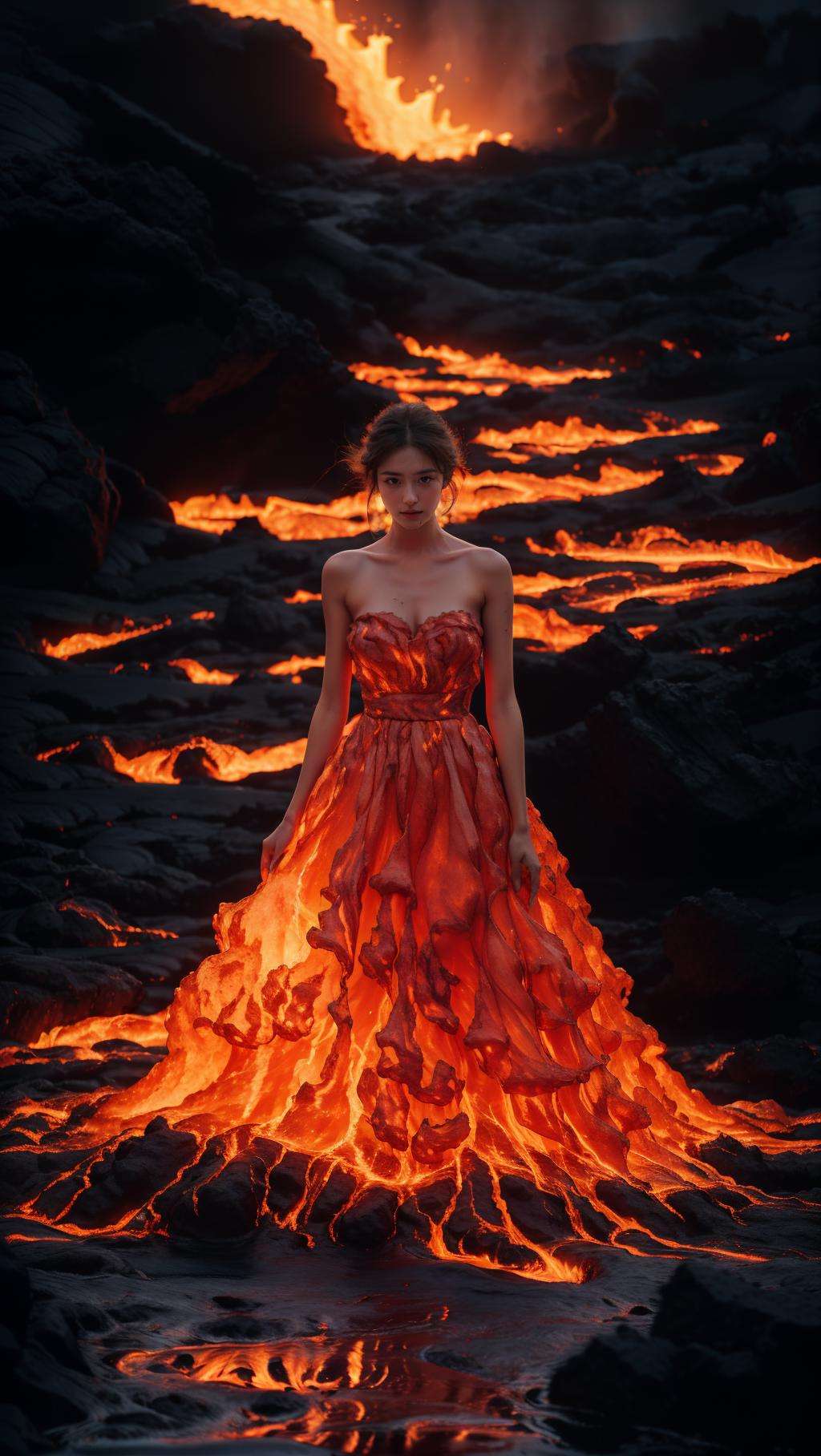 <lora:wlqc_20230819041248:0.8> 1girl,fire dress,lava