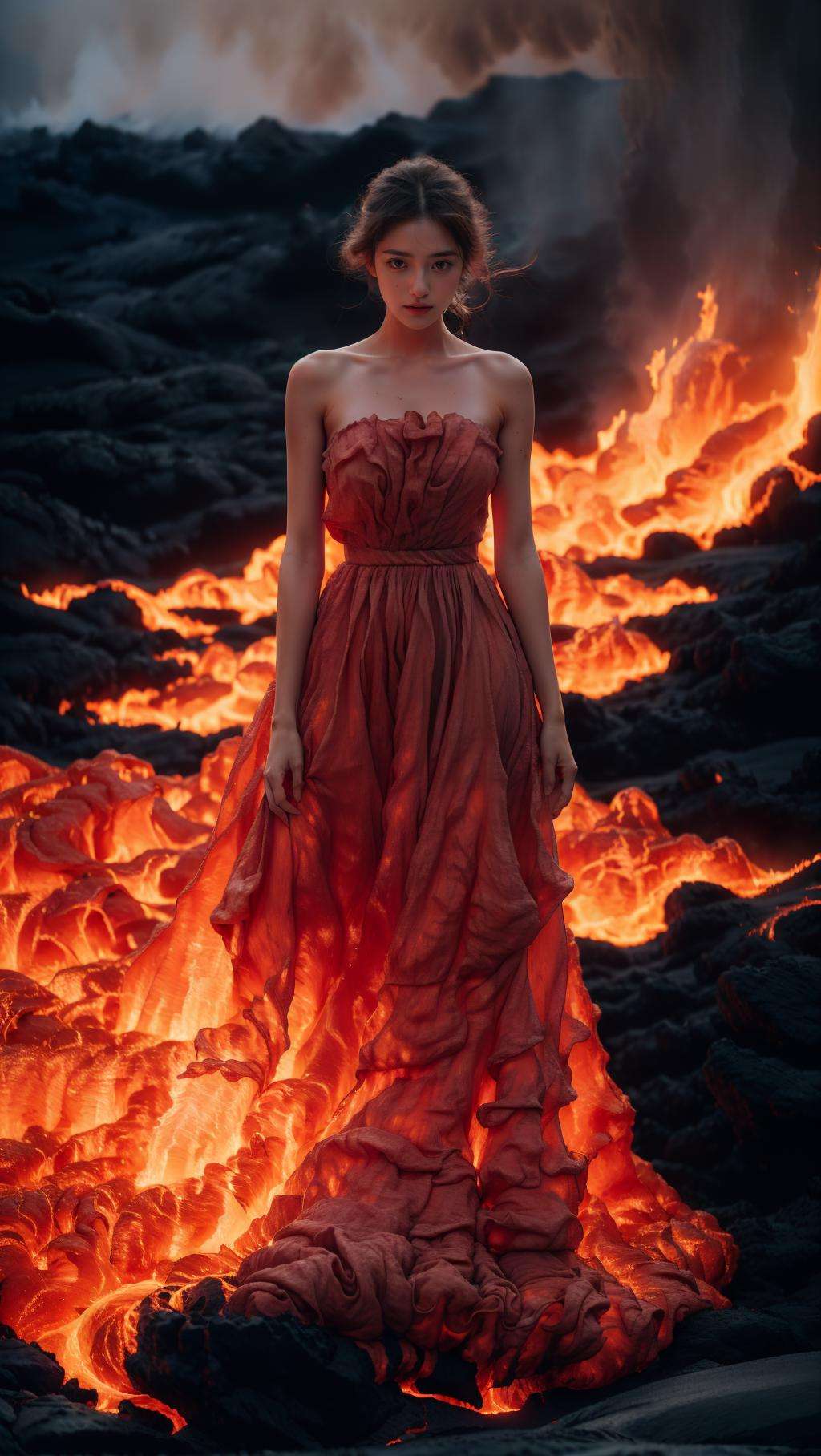 <lora:wlqc_20230819041248:0.8> 1girl,fire dress,lava