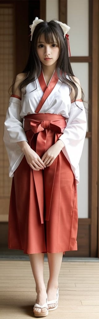 1girl, solo,  (masterpiece:1.2), best quality,  outside, , miko, red hakama, miko_clothes, miko_dress, sexy