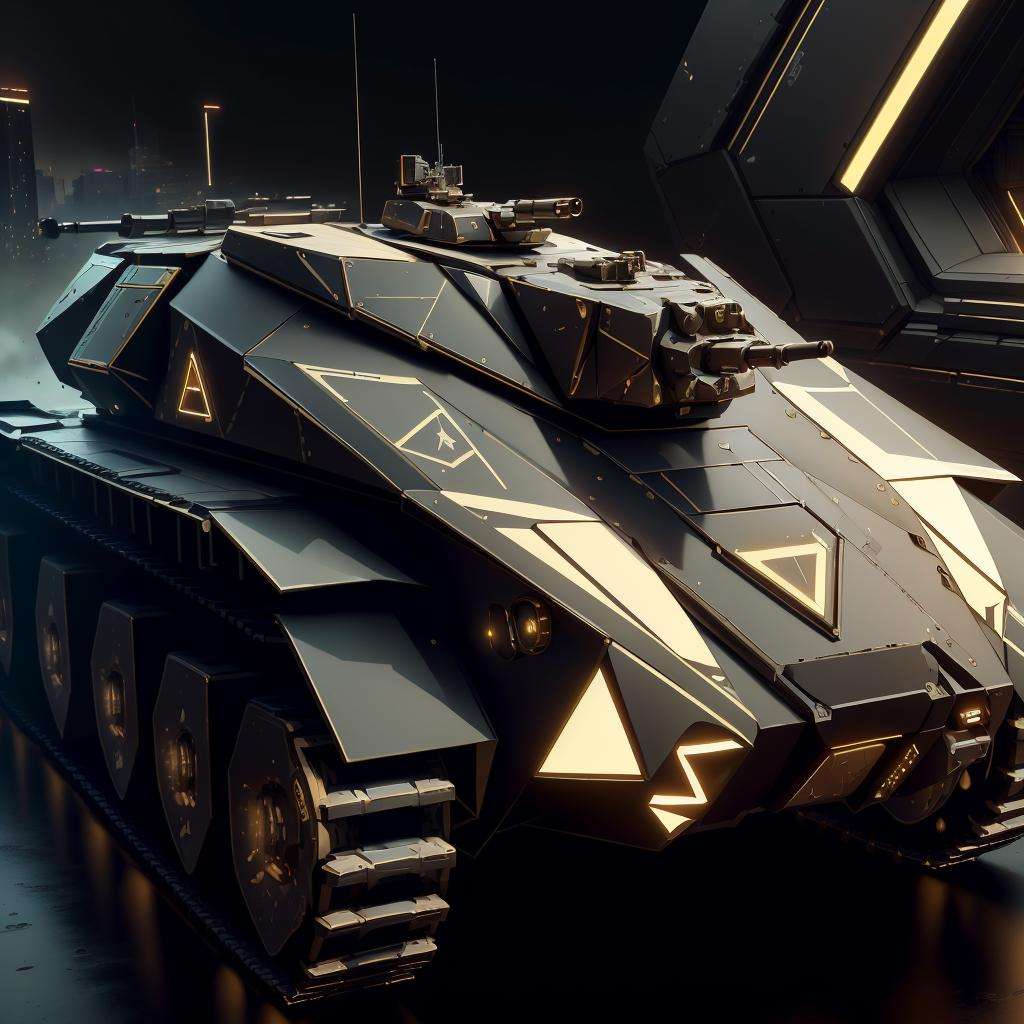 <lora:LuxTech-20:1>,luxtech ,scifi, luxurious,  cyberpunk, tank , turret,