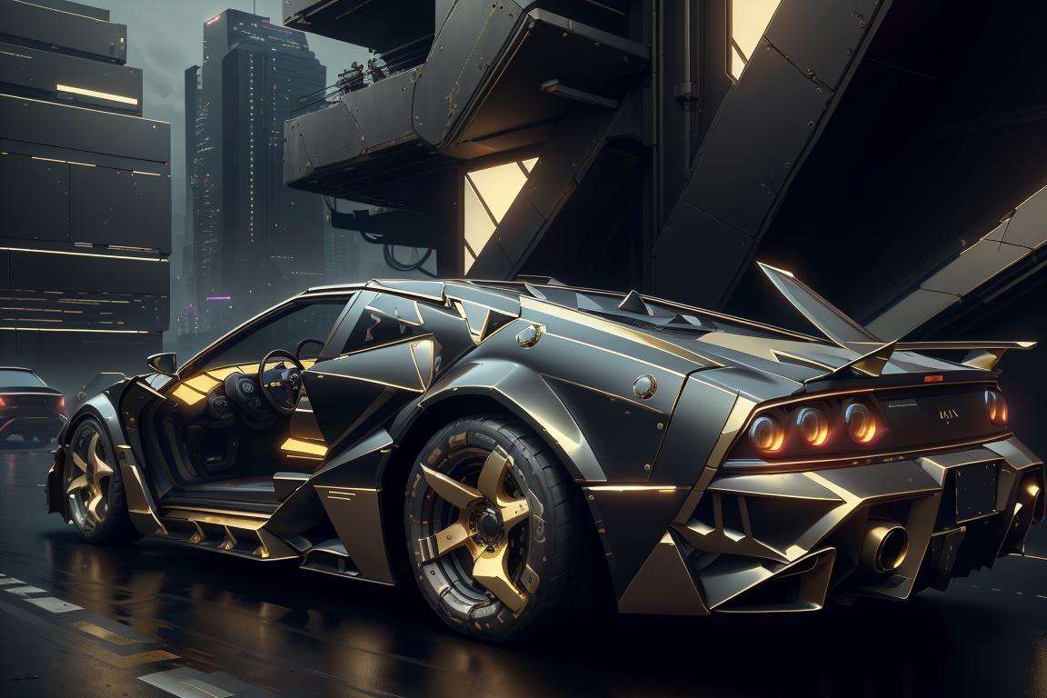 <lora:LuxTech-20:0.9>,luxtech ,scifi, luxurious,  cyberpunk, car on a highway 