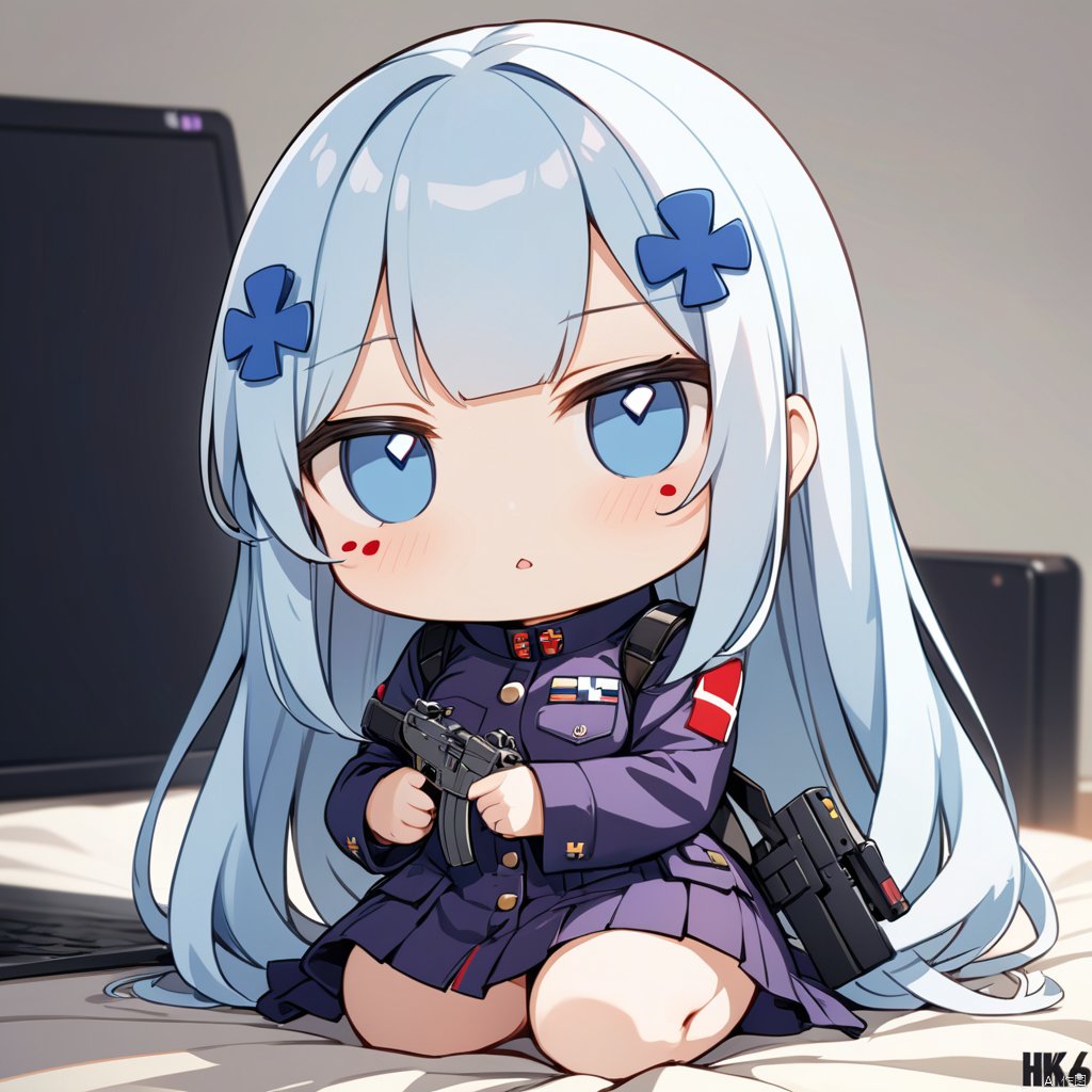 chibi,solo,
masterpiece,best quality,
 fumo,
1girl, hk416 \(girls' frontline\), girls' frontline
