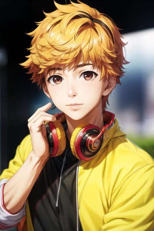 masterpiece, best quality, photorealistic, 1boy, solo, male focus, looking at viewer, upper body, depth of field, <lora:hideyoshi_nagachika:0.70>, hideyoshi_nagachika, blonde hair, brown eyes, multicolored hair, two-tone hair, , , 12k resolution