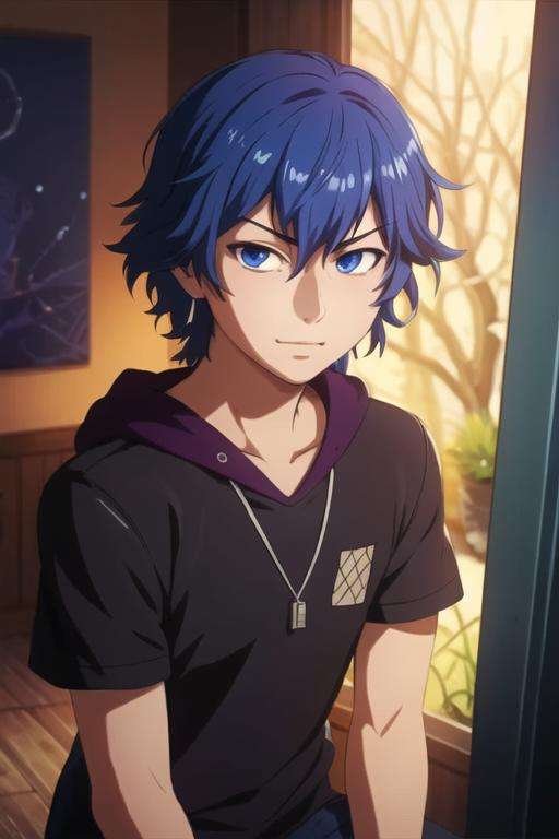 masterpiece, best quality, sketch, 1boy, solo, male focus, looking at viewer, , depth of field, <lora:ayato_kirishima:0.76>, ayato_kirishima, blue hair, blue eyes, , ,