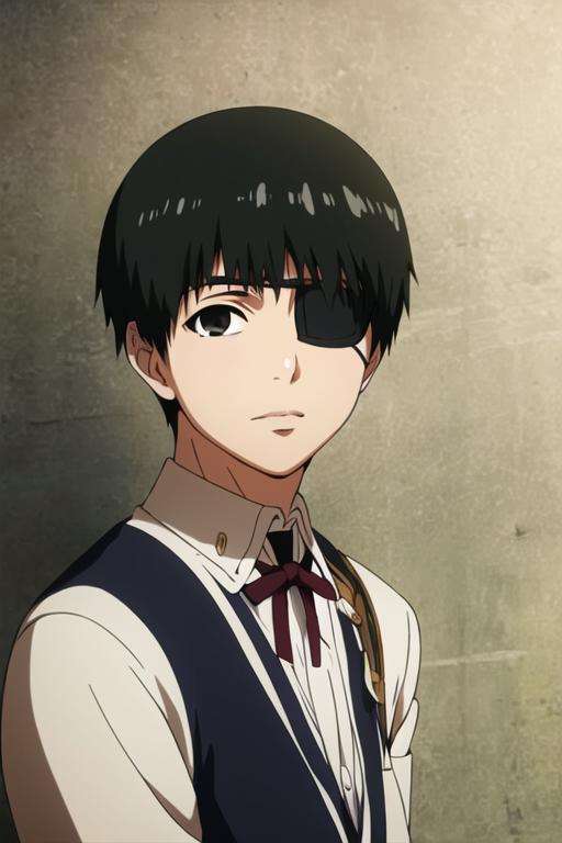 masterpiece, best quality, photorealistic, 1boy, solo, male focus, looking at viewer, , , <lora:ken_kaneki:0.68>, ken_kaneki, black hair, black eyes, eyepatch