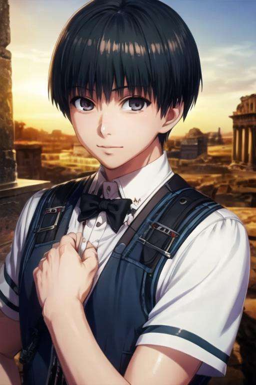 masterpiece, best quality, game cg, 1boy, solo, male focus, looking at viewer, upper body, , <lora:ken_kaneki:0.74>, ken_kaneki, black hair, black eyes, , ancient rome, High definition