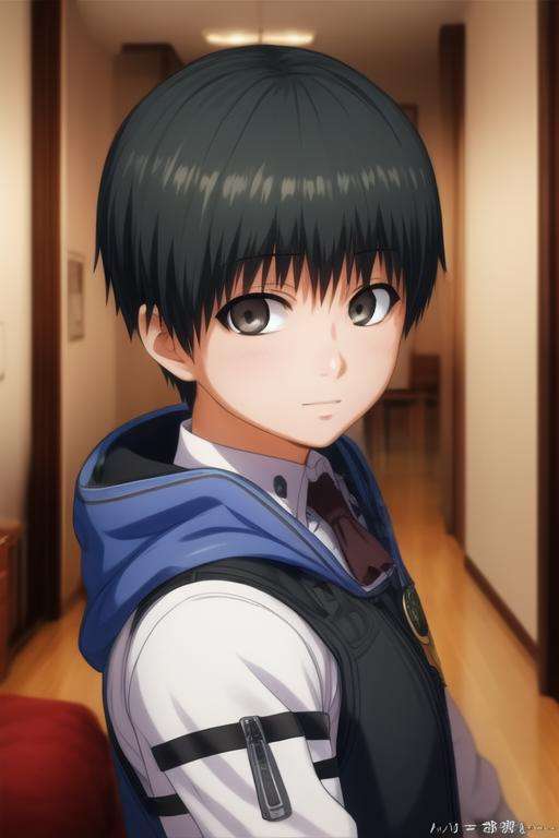 masterpiece, best quality, game cg, 1boy, solo, male focus, looking at viewer, , , <lora:ken_kaneki:0.76>, ken_kaneki, black hair, black eyes, burglar costume, science fiction science fantasy,