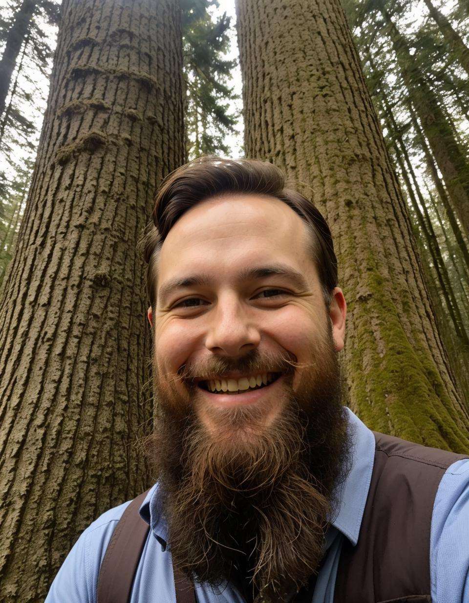 photo of a man  smiling  in the forest, beard <lora:depth_of_field_slider_v1:5>