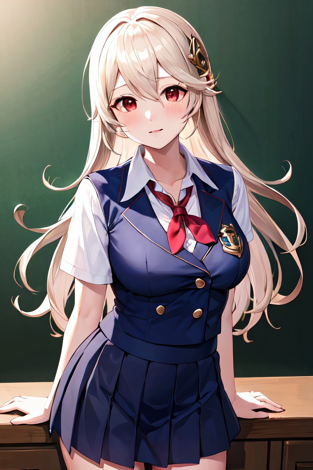 masterpiece, best quality, highres, corrin, red eyes, school uniform