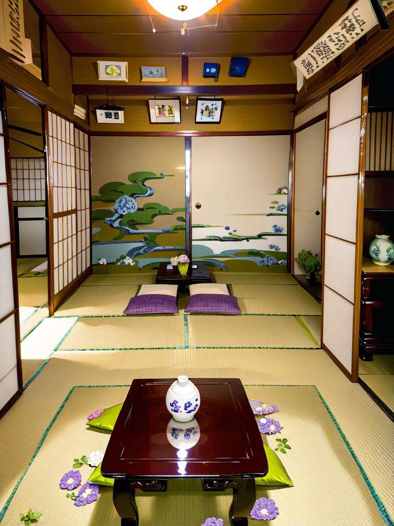 masterpiece, best quality, ultra-detailed, illustration,washitsu, scenery, tatami, flower, table, indoors, cushion, sliding doors, vase, pillow, architecture, book, zabuton, shelf, realistic, photo (medium), photo background <lora:washitsu:1>