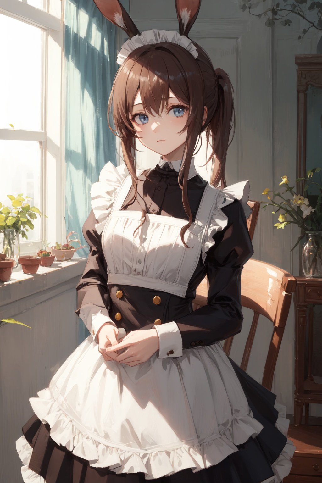 amidef,1girl,masterpiece, best quality, looking at viewer,indoors,maid,soft smile