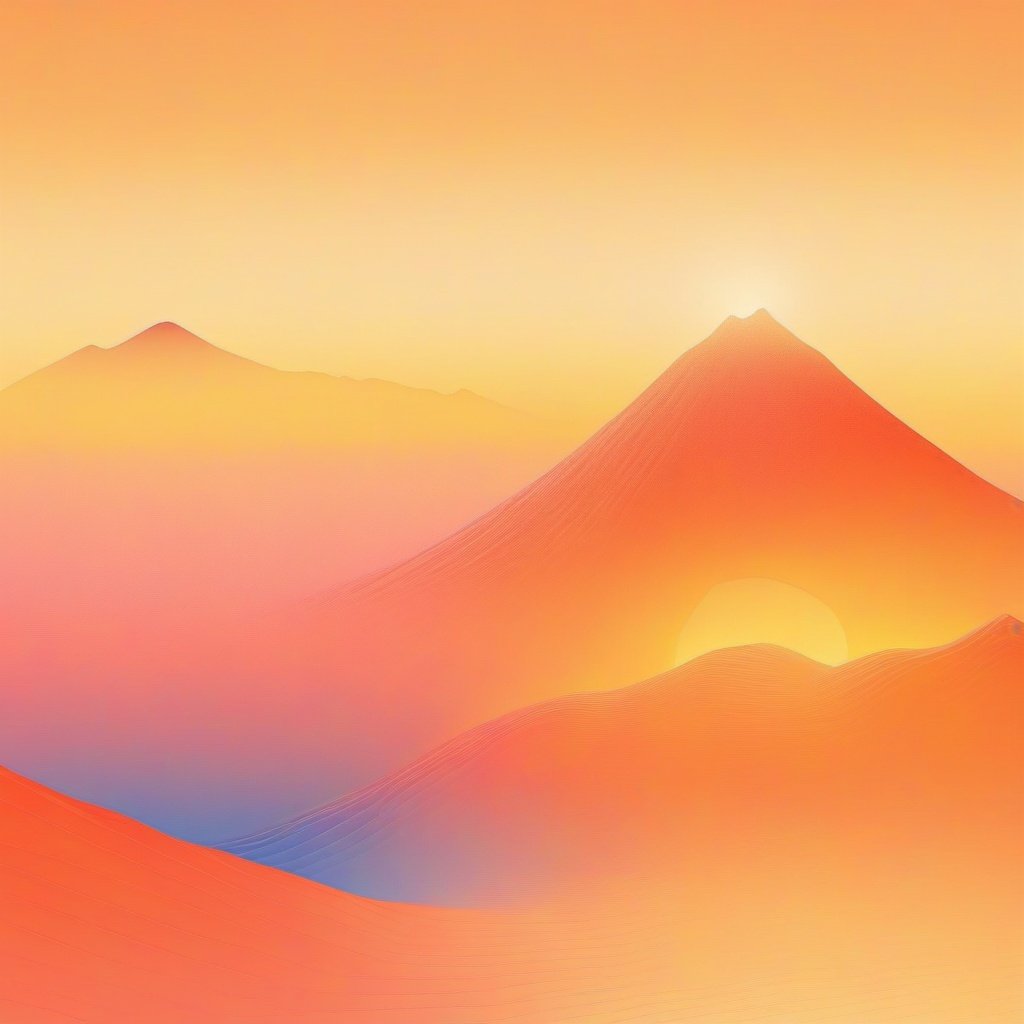 Dopamine Color, no humans, sunset, orange sky, mountain, sun, sky, scenery, outdoors, yellow sky, gradient sky, mount fuji