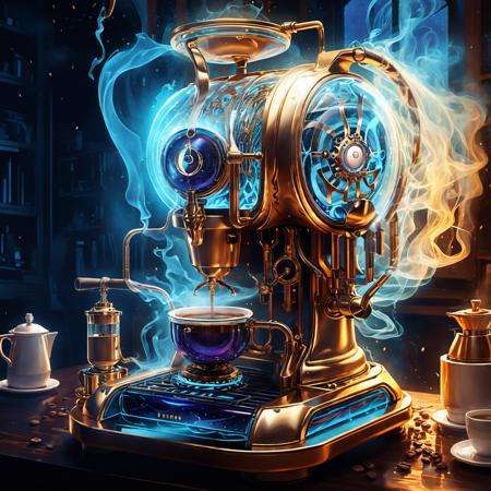 <lora:AetherPunkAI:1> AetherPunkAI coffee machine  , (Highly detailed, amazing fantasy setting), (Shiny Impressive lighting), (Colorful, Ultra stylized, High quality, Highly detailed, Sharp, 8K UHD), (trending on artstation) 