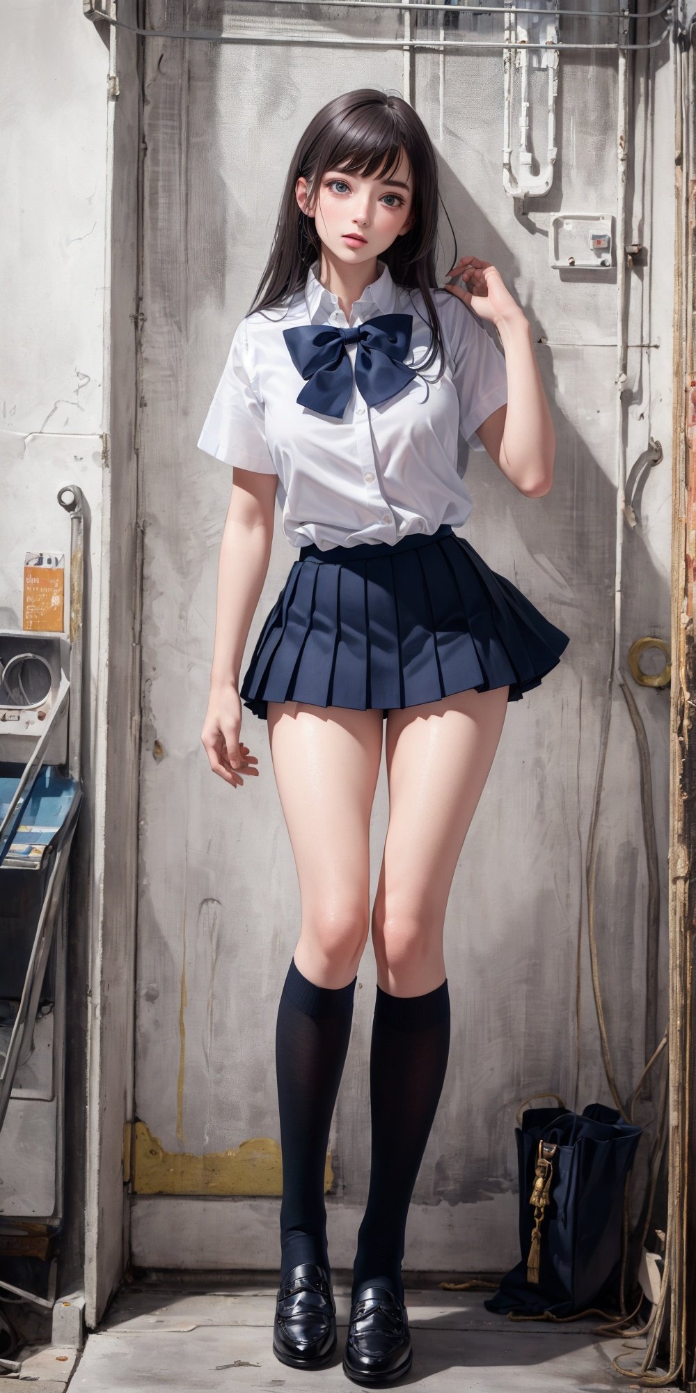 One girl,  long legs,  look up,  epic shot,  Fashion style,  dynamic pose,  realistic style,  HD,  bright scene,  commercial photography , 32k-- ar 5:6, UP SCHOOL UNIFORM, <lora:EMS-26397-EMS:0.800000>, , <lora:EMS-12442-EMS:0.800000>, , <lora:EMS-1715-EMS:0.100000>, , <lora:EMS-3217-EMS:0.200000>