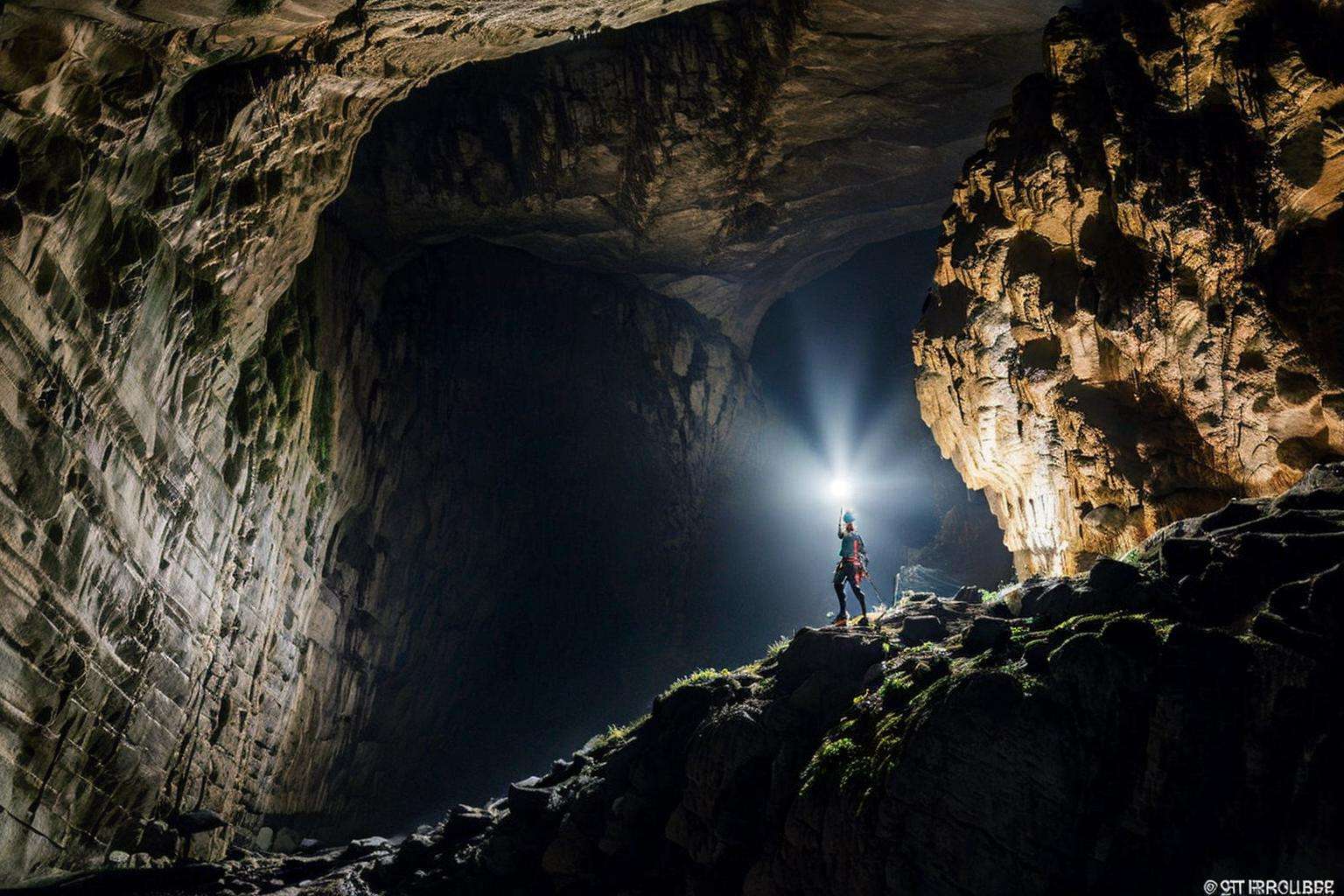 <lora:sondoong-000010:0.8>, cave, sondoong, plant, ((Helmet, Headlamp, Knee pads, Gloves, Boots, Climbing gear, Harness, )), 1girl, a stunning photo with beautiful saturation, ultra high res,(realistic:1.4)),deep shadow,(best quality, masterpiece), pale skin, dimly lit, shade, flustered, blush, highly detailed, ((upper body:0.8)), skinny, BREAK depth of field, film grain, wrinkled skin, looking at viewer, knee,  warm smile,, (masterpiece,best quality:1.5)