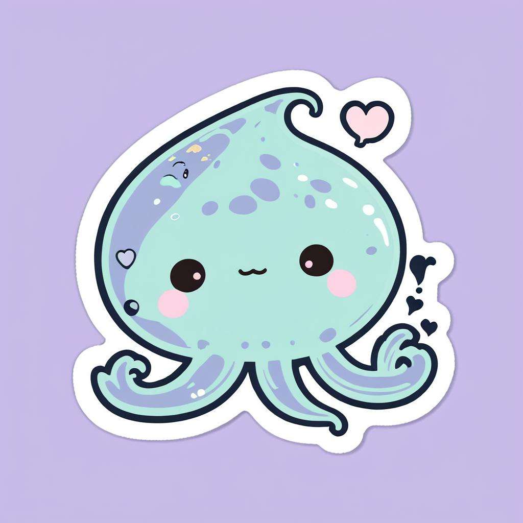 kawaii sticker, sea green Flumph<lora:EnvyKawaiiXL01:1>