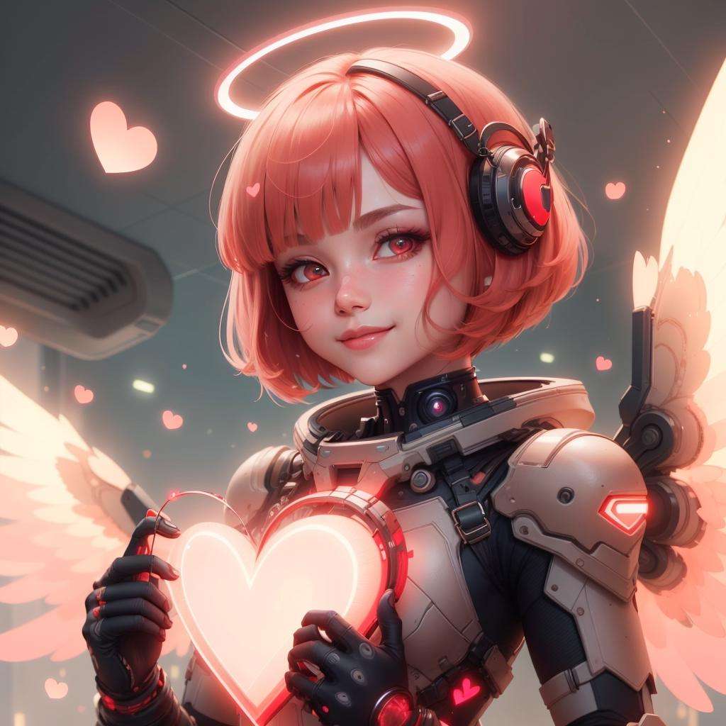 <lora:CupidTech-22:0.8>, cupidtech  ,scifi, scholar , scroll, 1girl, red hair, glowing eyes, smile ,closed mouth,bob cut, 