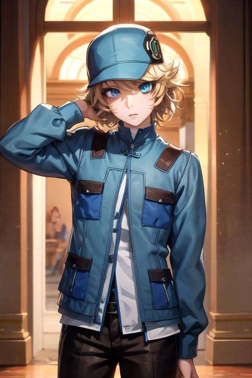 masterpiece, best quality, illustration, 1boy, solo, male focus, looking at viewer, , , <lora:hacker_akudama_drive:0.72>, hacker_akudama_drive, blonde hair, blue eyes, , hat, , , ancient rome, 8k resolution