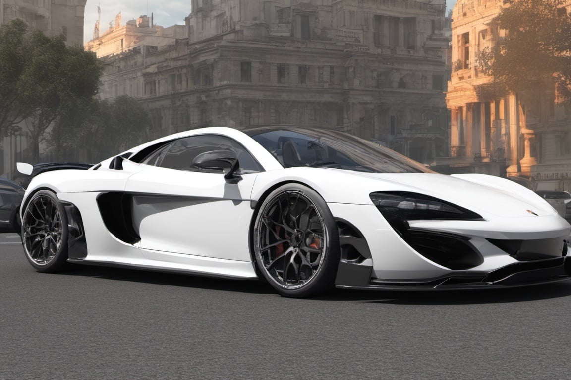 high_resolution, high detail, hyper car, white and black colour realistic, realism
