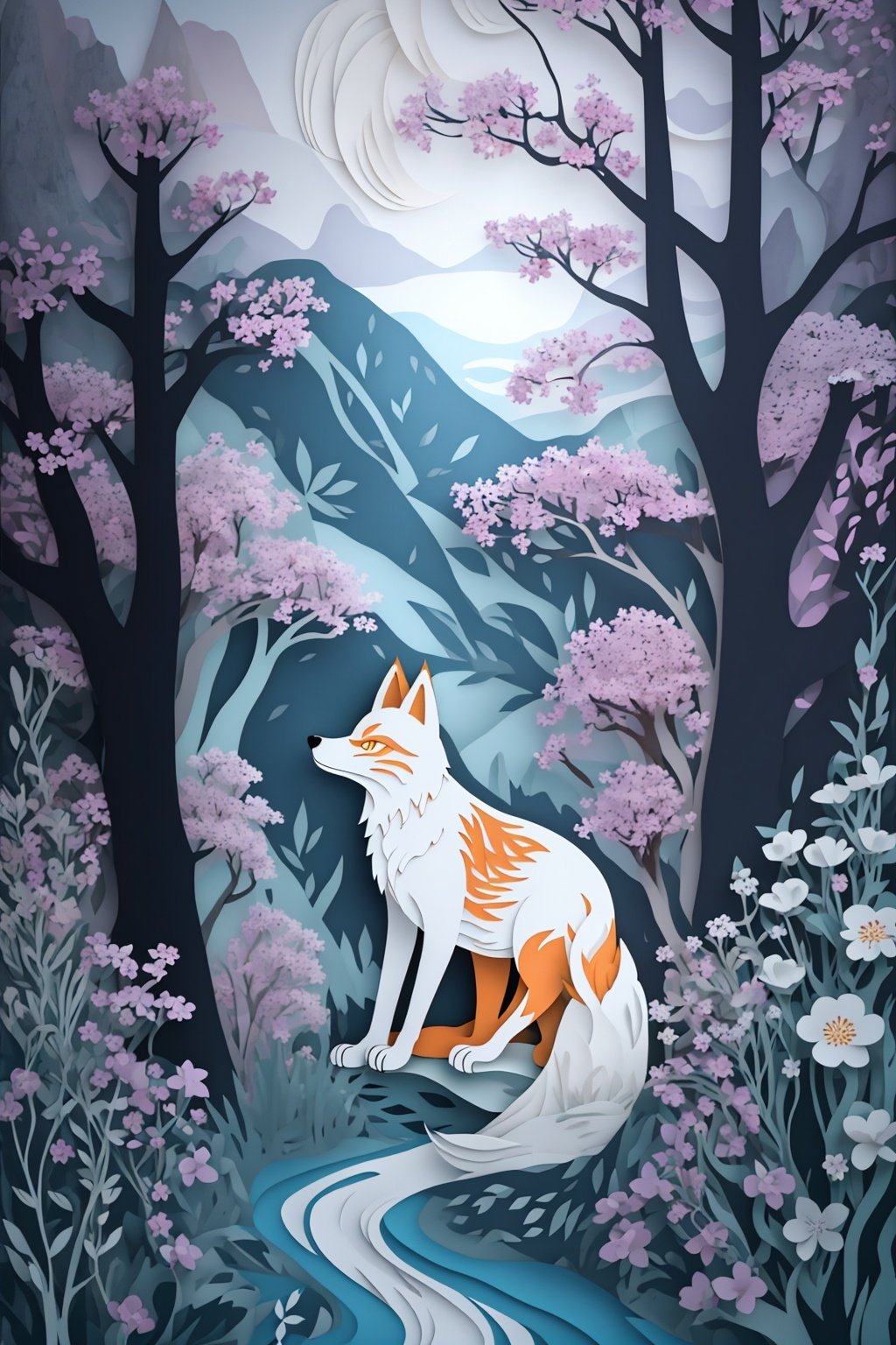 papercut, fox, forest