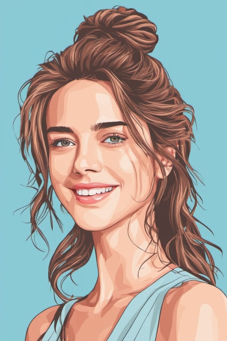 Vector art style, 1girl, high_resolution, high detail, light blue