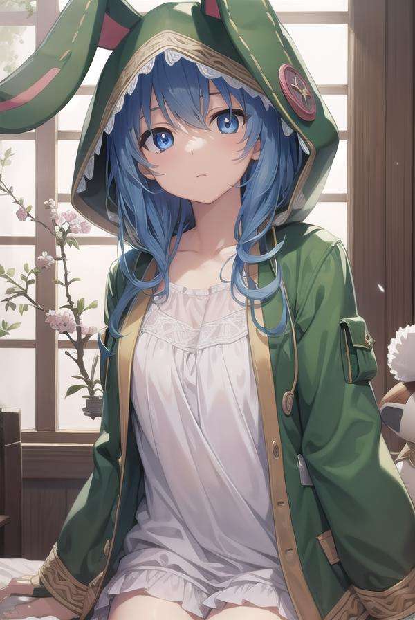 dalyoshino, <lora:yoshino-lora-nochekaiser:1>, yoshino, blue eyes, blue hair, long hair,BREAK animal ears, animal hood, boots, coat, eyepatch, green footwear, hand puppet, hood, puppet, rabbit, rabbit ears, stuffed animal, stuffed toy,BREAK looking at viewer, BREAK indoors,BREAK <lyco:GoodHands-beta2:1>, (masterpiece:1.2), best quality, high resolution, unity 8k wallpaper, (illustration:0.8), (beautiful detailed eyes:1.6), extremely detailed face, perfect lighting, extremely detailed CG, (perfect hands, perfect anatomy),