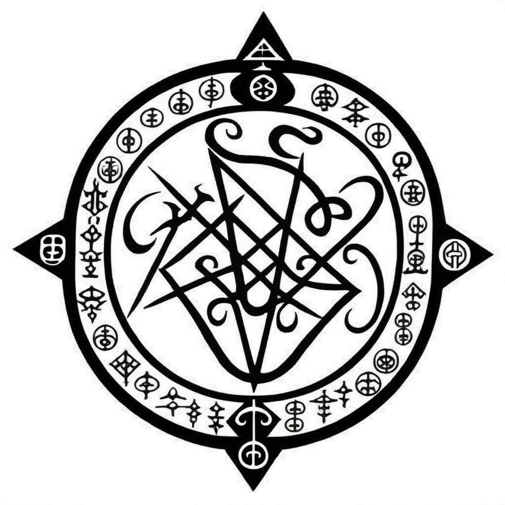 an occult sigil of ( keep bad people away :1.4) , esoteric, Eishōsai Chōki, occult, a tattoo, gothic art<lora:sigil:1.0>