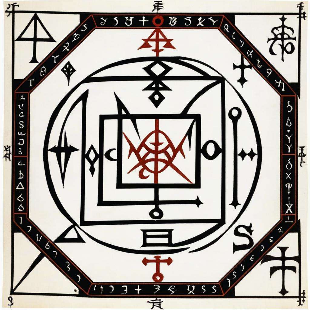 an occult sigil of ( elaboration of the magic square of Sator :1.4) , esoteric, Eishōsai Chōki, occult, a tattoo, gothic art<lora:sigil:1.0>