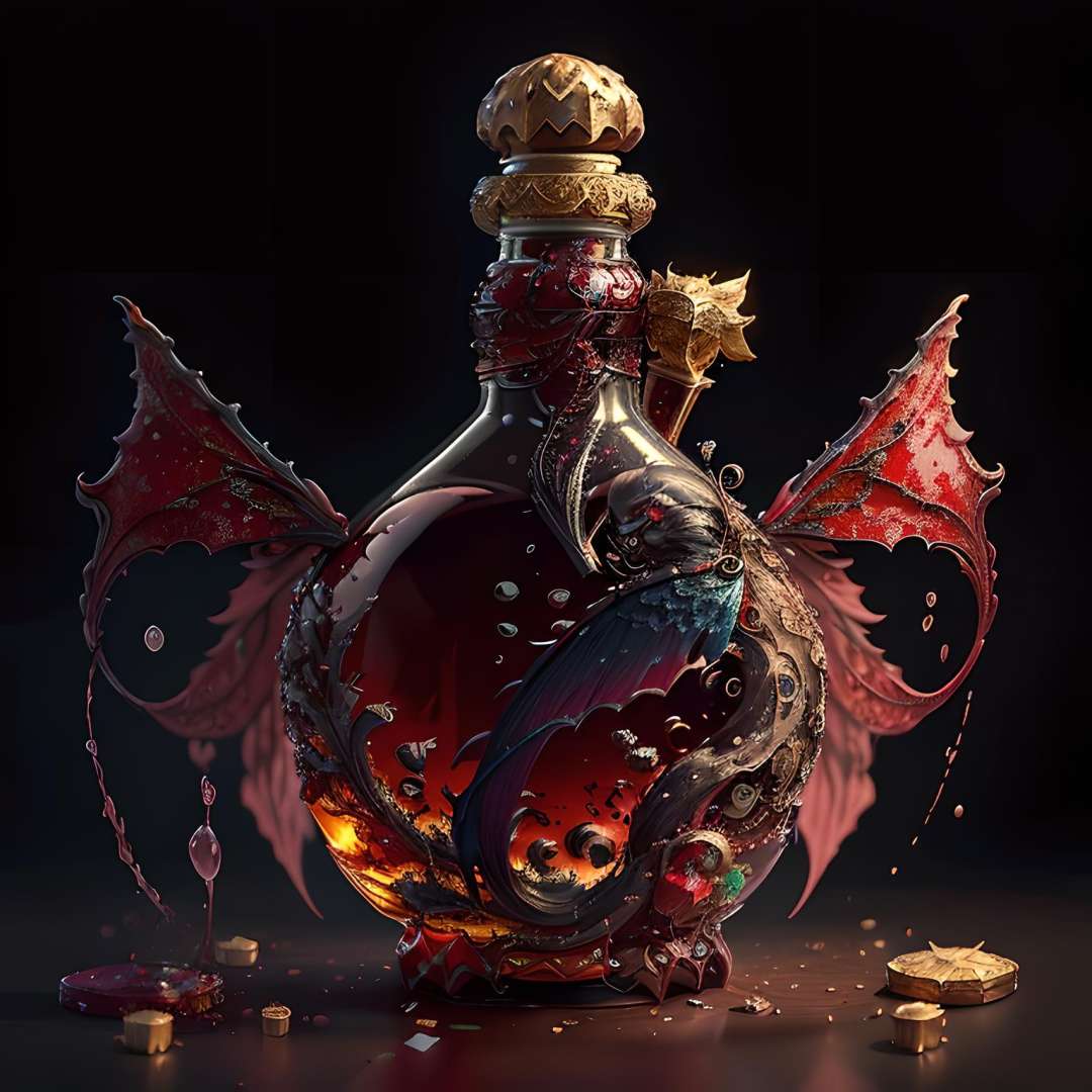 (masterpiece, top quality, best quality, official art, beautiful and aesthetic:1.2),(8k, best quality, masterpiece:1.2),CGbottlesw, no humans, blurry, blurry background, still life, wings, bottle, depth of field, Metal sculptures with glass bottles on them, glass bottles, Metal sculptures, red bottles,<lora:CGbottlesw_20230611232152:1>,