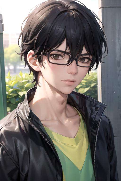 masterpiece, best quality, photorealistic, 1boy, solo, male focus, looking at viewer, , , <lora:momo_sakaki:0.68>, momo_sakaki, black hair, brown eyes, hair between eyes, glasses, , , 12k resolution