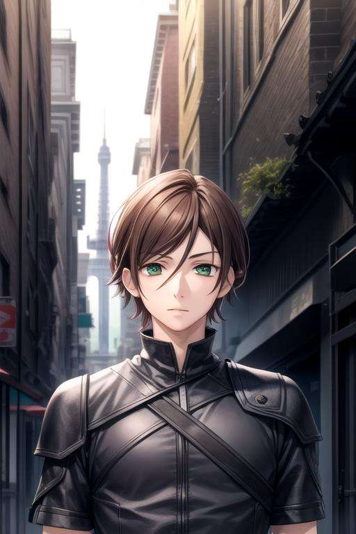 masterpiece, best quality, game cg, 1boy, solo, male focus, looking at viewer, upper body, , <lora:ayumi_kurose:0.70>, ayumi_kurose, brown hair, green eyes, demon costume, Mordor: A dark and evil land ruled by the dark lord Sauron, 8k resolution