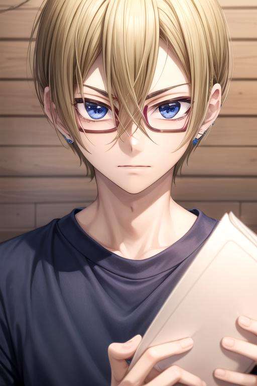 masterpiece, best quality, , 1boy, solo, male focus, looking at viewer, upper body, , <lora:michiru_yanai:0.74>, michiru_yanai, blonde hair, blue eyes, hair between eyes, , , , , 2k resolution