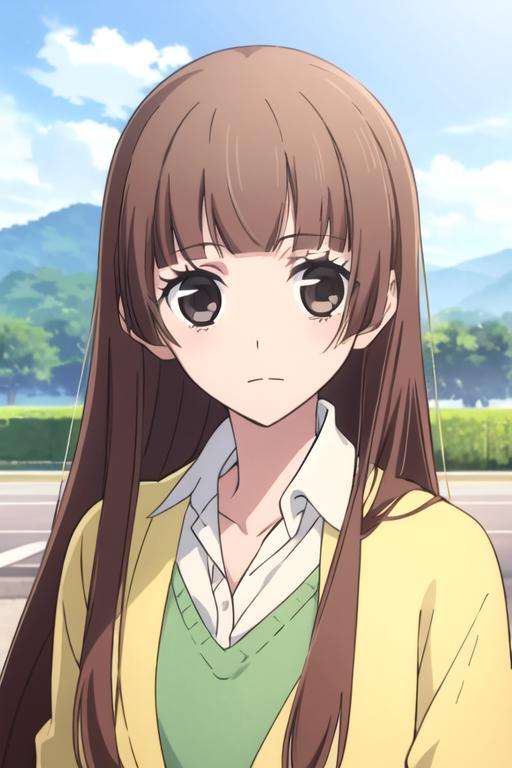 masterpiece, best quality, illustration, 1girl, solo, looking at viewer, upper body, , <lora:nino_arisugawa:0.72>, nino_arisugawa, brown hair, black eyes, long hair,