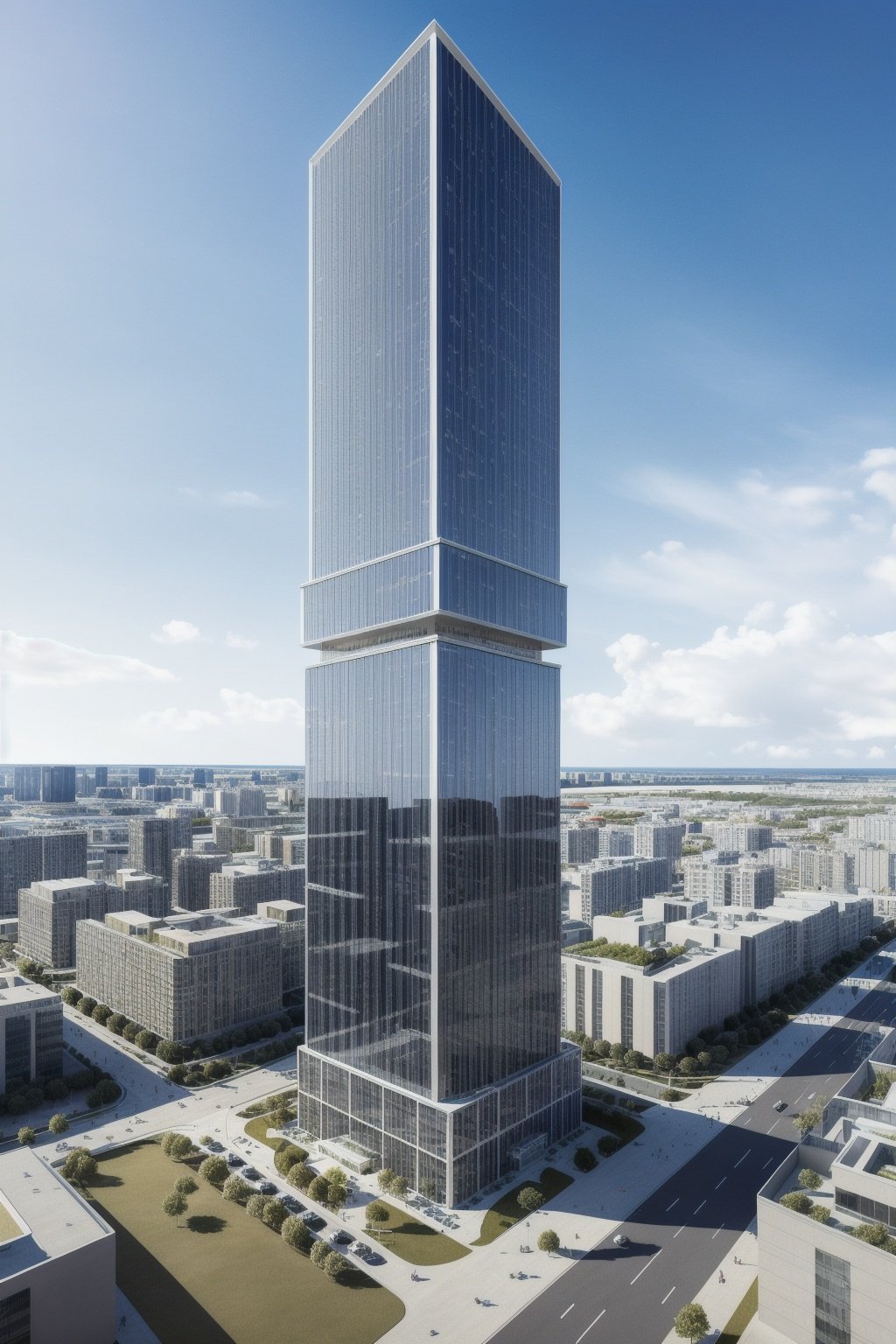 no humans, building, scenery, outdoors, flying, Light and shadow, Look up in the middle of a circular high-rise building, vertical viewing angle, aircraft flying over, sky, outside of the high-rise building, masterpiece, best quality, ultra high res, realistic, extremely detailed