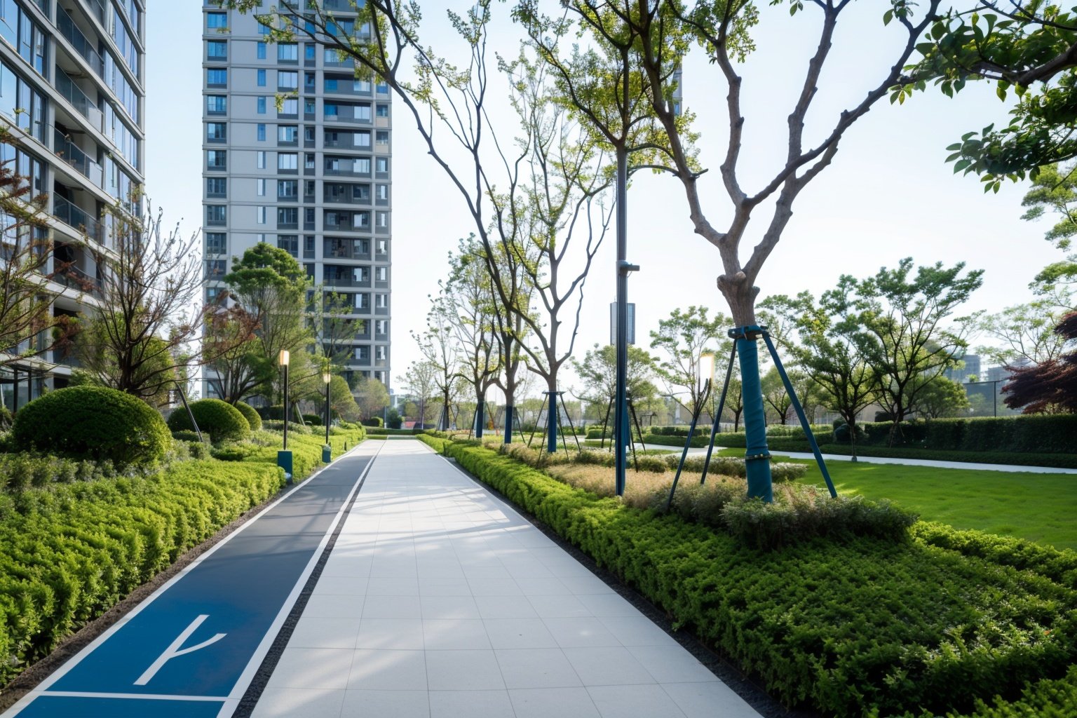 la,no humans,tree,outdoors,scenery,building,sky,road,day,real world location,lamppost,blue sky,street,city,reflection,(high quality:1.2),(detailed:1.1),(sporty:1.2),(stylish:1.2),(Sony A7R IV + 12-24mm f/2.8 lens),<lora:LA 001-000006:0.7>,<lora:景观植物组团_v1.0:0.3>,