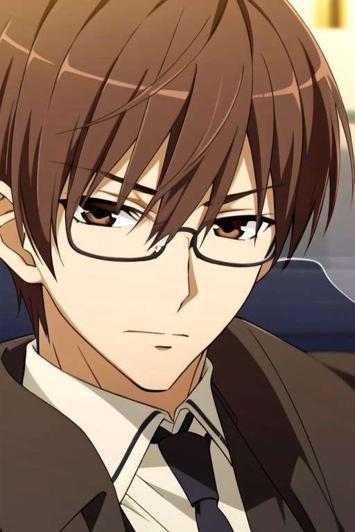 masterpiece, best quality, wallpaper, 1boy, solo, male focus, looking at viewer, , depth of field, <lora:castor_07-ghost:0.70>, castor_07-ghost, brown hair, brown eyes, glasses