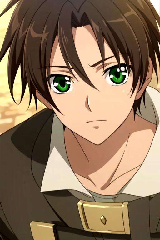 masterpiece, best quality, photorealistic, 1boy, solo, male focus, looking at viewer, upper body, , <lora:teito_klein:0.76>, teito_klein, brown hair, green eyes