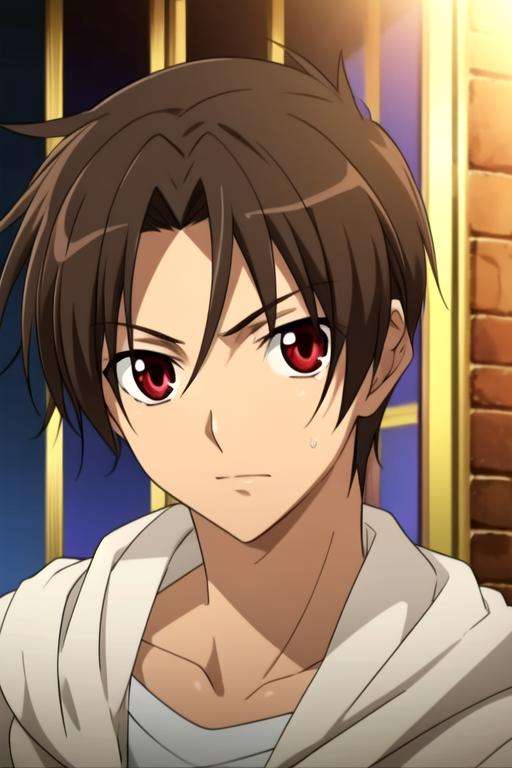 masterpiece, best quality, , 1boy, solo, male focus, looking at viewer, , , <lora:teito_klein:0.74>, teito_klein, brown hair, red eyes